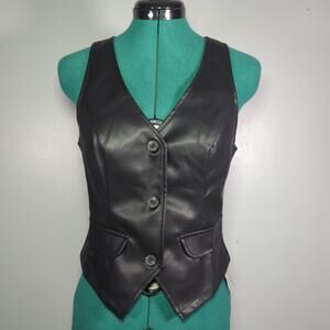 ZDNPX Small Faux Leather Vest Y2K Moto Minimalist Tailored Dark Academia